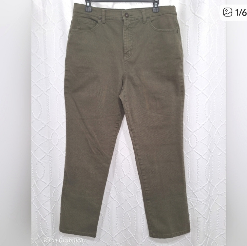 Style & Co. 12 Short Olive Tummy Control Tapered Leg Pants Denim Jeans